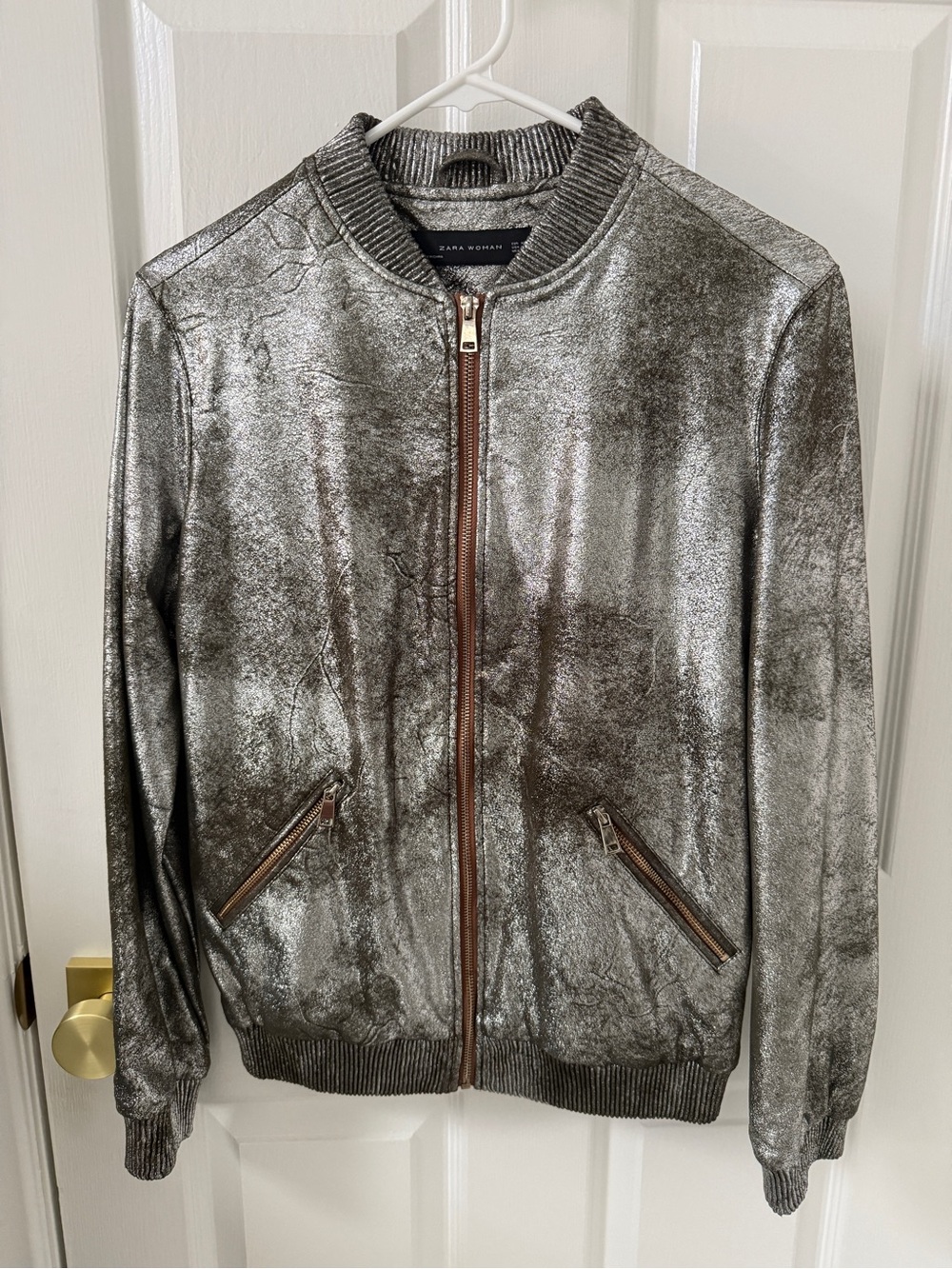 Zara Metallic Bomber Jacket, Women’s Size XS